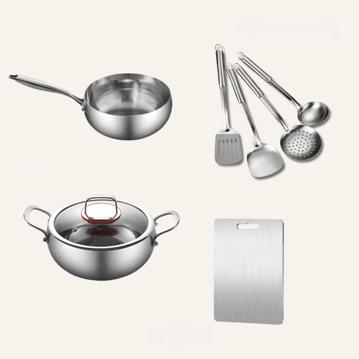 Chef’s Choice Bundle: 2 Pans + Utensils Set+ Chopping Board